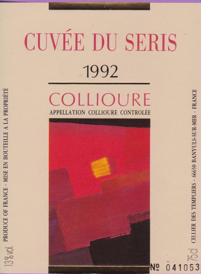 COLLIOURE - 1992 - CUVEE DU SERIS - CELLIER DES TEMPLIERS à BANYULS-SUR-MER - 