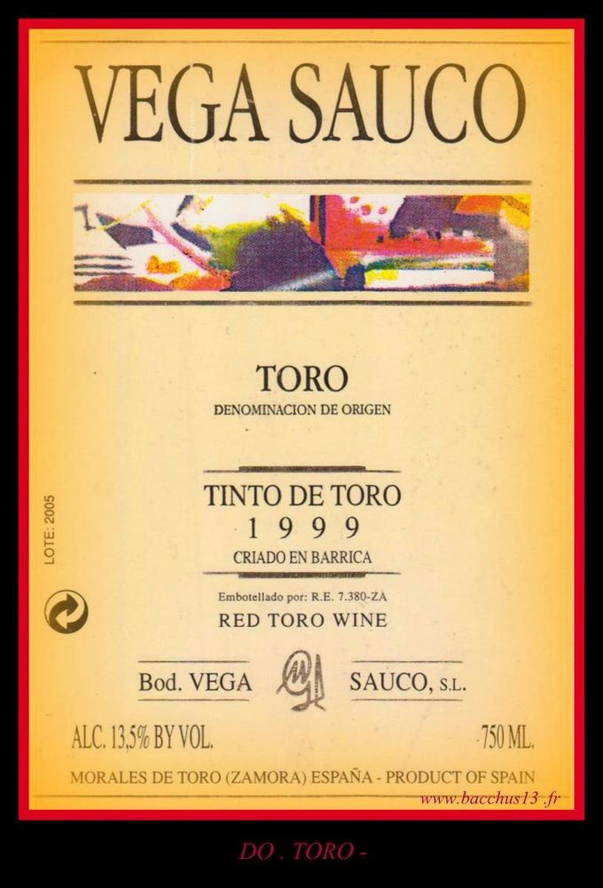 D.O. TORO -Tinto de toro - 1999 -Bodega Vega Sauco - 