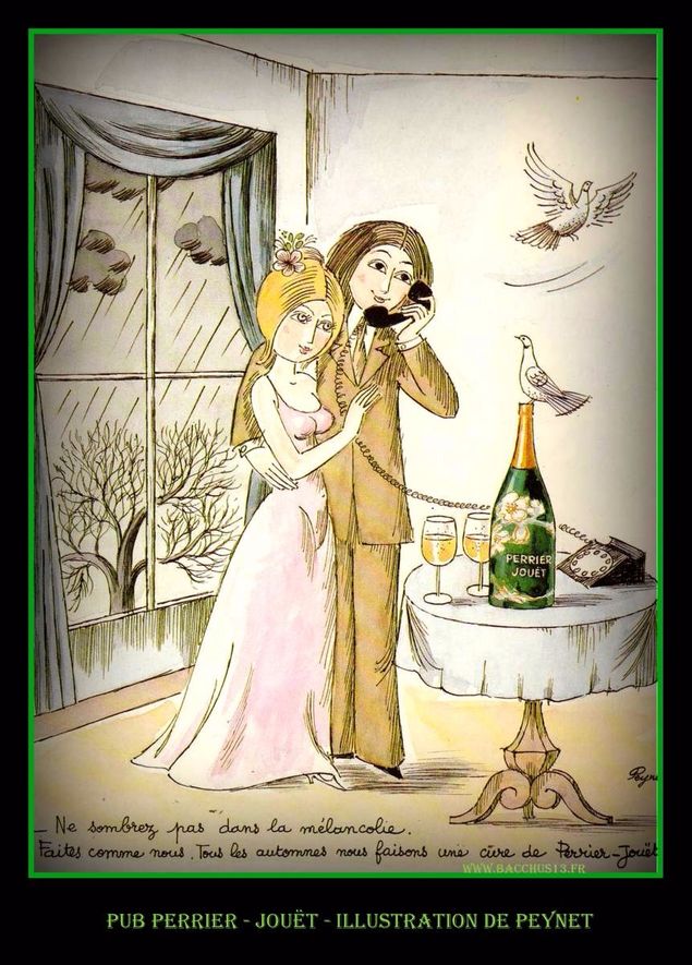 Deuxième carte postale illustrée par PEYNET pour la maison de Champagne PERRIER - JOUËT -
