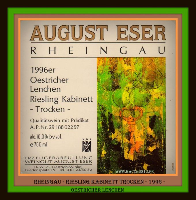 RHEINGAU - RIESLING KABINETT TROCKEN - 1996 - OESTRICHER LENCHEN - 