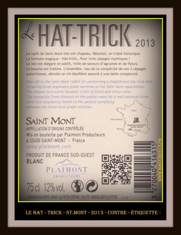 Le Hat - Trick - 2013 - Contre - étiquette -