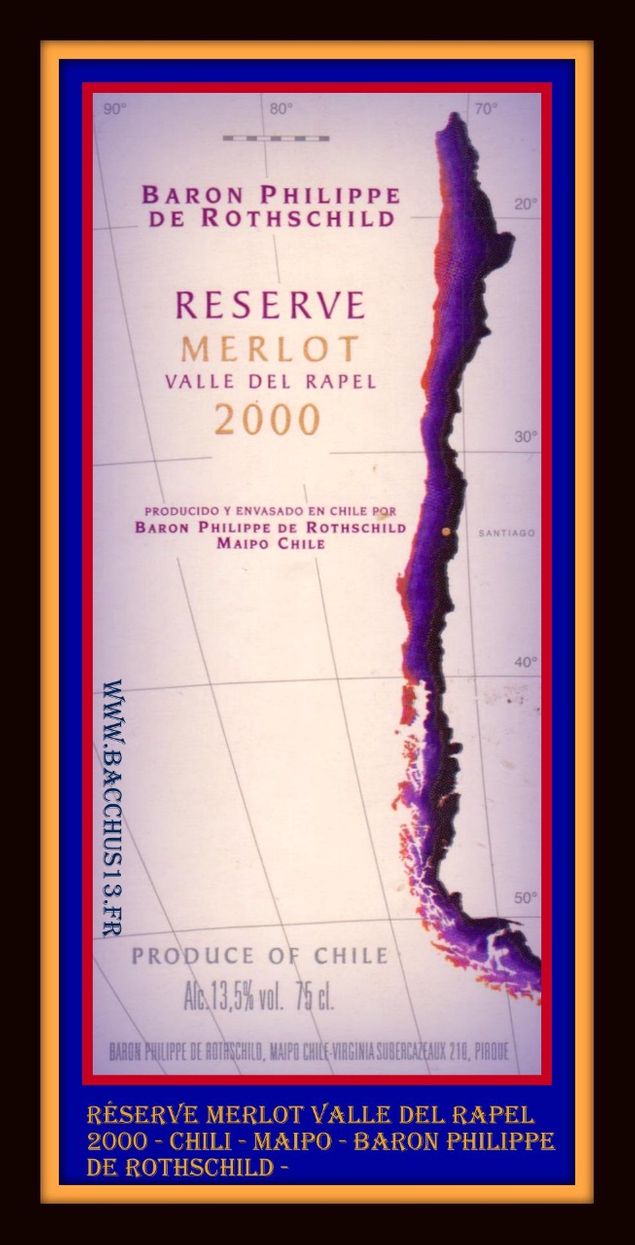 Réserve - Merlot de la VALLE DEL RAPEL  - 2000 - MAIPO - CHILI - 