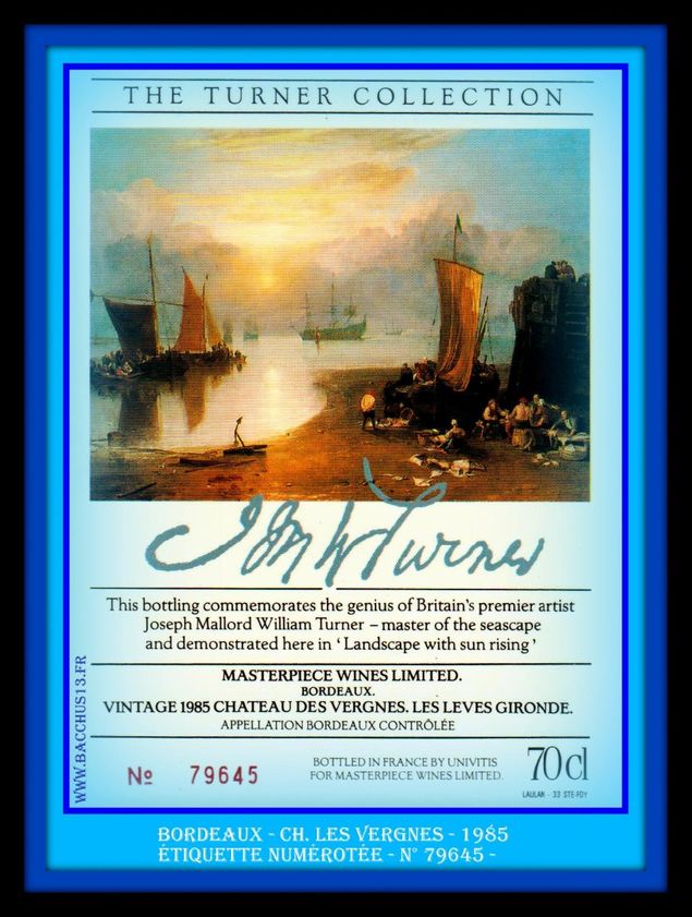 THE TURNER COLLECTION - Bordeaux - 1985 - Chateau des Vergnes -pour Masterpiece wines limited -Peinture de WILLIAM TURNER - 
