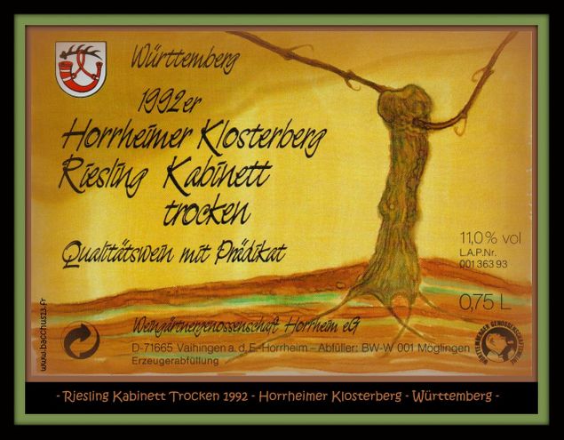  - Horrheimer Klosterberg - Riesling Kabinett Trocken - 1992 - Württemberg - 