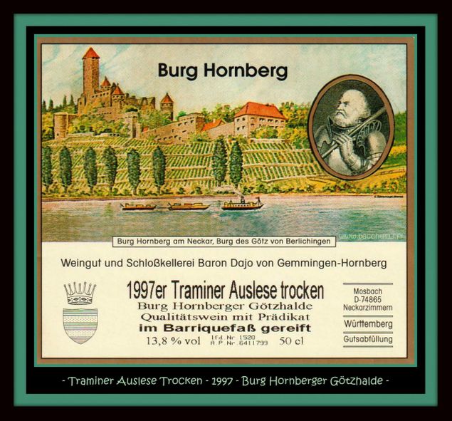Traminer Auslese Trocken - 1997 - Burg Hornberger Götzhalde - Württemberg - 