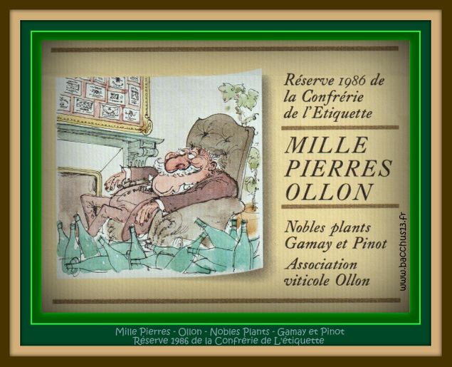  Mille Pierres - Ollon - Nobles Plants - Gamay et Pinot - Réserve de la Confrérie de l'étiquette - 1986 - Association Vinicole - Ollon - Suisse - 