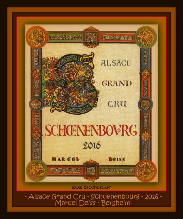 Alsace Grand Cru - Schoenenbourg - 2016 - Marcel deiss - Bergheim - Complantation de tous les cépages Alsaciens ( vieux Rieslings majoritaires ) pour lesquels quelques très vieilles souches inconnues .